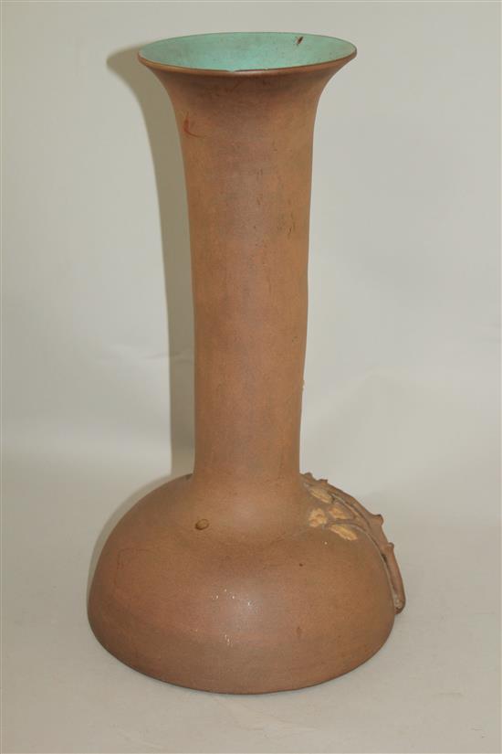 A large Chinese Yixing pottery bottle vase, 20th century, 40cm